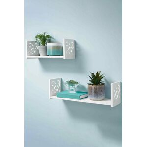 Living and Home Set of 2 U-Shaped Wall Floating Shelves 30 & 40 CM in White White Living and Home Set of 2 U-Shaped Wall Floating Shelves 30 & 40 CM in White White