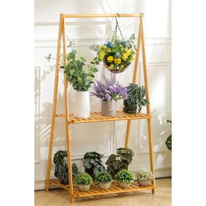 Living and Home 2-Tier Foldable Hanging Plant Stand Planter Shelves Flower Pot Organizer Rack in Natural Natural Living and Home 2-Tier Foldable Hanging Plant Stand Planter Shelves Flower Pot Organizer Rack in Natural Natural