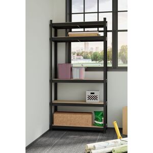 Living and Home 5-Tier Heavy Duty Metal Storage Shelving Unit with Wood Shelves for Garage, Warehouse & Workshop in Black Size: 150 cm x 70 cm Black 150 cm x 70 cm Living and Home 5-Tier Heavy Duty Metal Storage Shelving Unit with Wood Shelves for Garage, Warehouse & Workshop in Black Size: 150 cm x 70 cm Black 150 cm x 70 cm