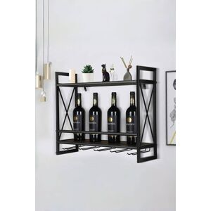 Living and Home 2-Tier Wall-Mounted Hanging Wine Storage Rack Floating Shelf with 5 Glass Holder in Brown Brown Living and Home 2-Tier Wall-Mounted Hanging Wine Storage Rack Floating Shelf with 5 Glass Holder in Brown Brown