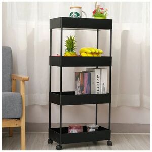 Living and Home 4-Tier Storage Trolley on Wheels Kitchen Rolling Utility Cart Storage Organiser in Black Black Living and Home 4-Tier Storage Trolley on Wheels Kitchen Rolling Utility Cart Storage Organiser in Black Black