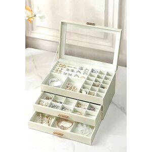 Living and Home 3-Tier PU Leather Jewelry Desktop Box Organizer with Drawers in White White Living and Home 3-Tier PU Leather Jewelry Desktop Box Organizer with Drawers in White White