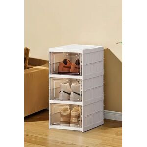 Living and Home 3 Tier Fast Folding Shoe Rack Stackable Shoe Storage Box in White White Living and Home 3 Tier Fast Folding Shoe Rack Stackable Shoe Storage Box in White White
