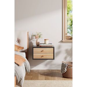 H&O Direct Floating Bedroom Nightstand with Two Drawers in Black Black H&O Direct Floating Bedroom Nightstand with Two Drawers in Black Black