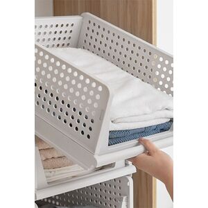 Living and Home Clothing Storage Basket Foldable Stackable Drawer Storage Multifunctional Organizer in Off-White Off-White Living and Home Clothing Storage Basket Foldable Stackable Drawer Storage Multifunctional Organizer in Off-White Off-White
