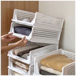 Living and Home Folding Closet Wardrobe Storage Organiser Stackable Drawer Organiser Basket Clothes Storage Box for Bedroom Kitchen Bathroom in Grey Grey Living and Home Folding Closet Wardrobe Storage Organiser Stackable Drawer Organiser Basket Clothes Storage Box for Bedroom Kitchen Bathroom in Grey Grey