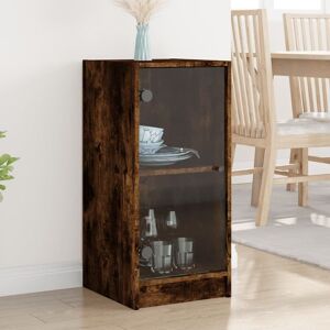 Berkfield Home Side Cabinet with Glass Doors Smoked Oak 35x37x75.5 cm in Brown Brown 35x37x75.5 cm Berkfield Home Side Cabinet with Glass Doors Smoked Oak 35x37x75.5 cm in Brown Brown 35x37x75.5 cm