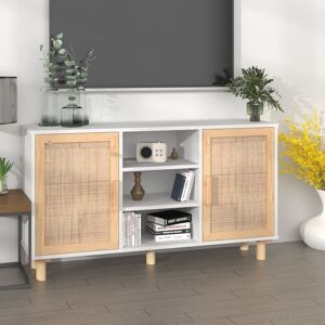 Berkfield Home Sideboard White 105x30x60 cm Solid Wood Pine & Natural Rattan Size: 105 x 30 x 60 cm White 105 x 30 x 60 cm Berkfield Home Sideboard White 105x30x60 cm Solid Wood Pine & Natural Rattan Size: 105 x 30 x 60 cm White 105 x 30 x 60 cm