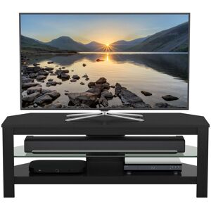 AVF Calibre Plus 1.15m TV Stand With Glass Shelf, For TVs Up To 55" in Black Black AVF Calibre Plus 1.15m TV Stand With Glass Shelf, For TVs Up To 55" in Black Black