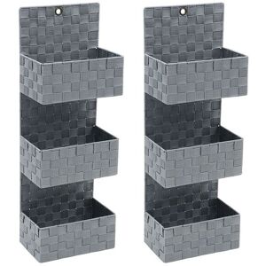 JVL Vichy 3 Tier Nylon Hanging Storage Unit Set of 2 in Grey Grey JVL Vichy 3 Tier Nylon Hanging Storage Unit Set of 2 in Grey Grey