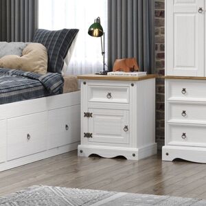 Core Products Corona 1 Door & 1 Drawer Bedside Cabinet, Waxed Pine Wood Finish in White White Core Products Corona 1 Door & 1 Drawer Bedside Cabinet, Waxed Pine Wood Finish in White White