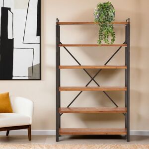 Orsina 6 Tier Storage Shelving Unit with Natural Fir Wood, Unique Metal Shelf Unit, Decorative Corner Shelf Unit in Black Black Orsina 6 Tier Storage Shelving Unit with Natural Fir Wood, Unique Metal Shelf Unit, Decorative Corner Shelf Unit in Black Black
