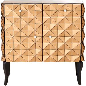 Orsina Spacious Copper Finish Cabinet, Unique Geomatric Design Sideboard Cabinet, Versatile Wooden Shelving Unit in Gold Gold Orsina Spacious Copper Finish Cabinet, Unique Geomatric Design Sideboard Cabinet, Versatile Wooden Shelving Unit in Gold Gold