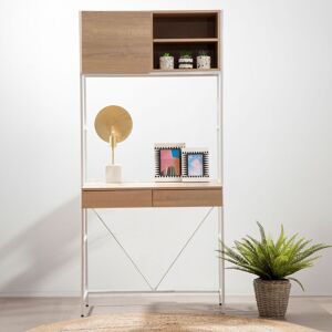 Craster Desk - Natural Oak - White Metal Frame Craster Desk - Natural Oak - White Metal Frame