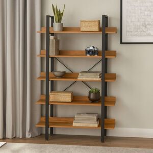 Orsina 5 Tier Light Yellow Shelves & Black Frame Shelf Unit, Bookcase Shelving, Display Unit With Wooden Shelves in Red Red Orsina 5 Tier Light Yellow Shelves & Black Frame Shelf Unit, Bookcase Shelving, Display Unit With Wooden Shelves in Red Red