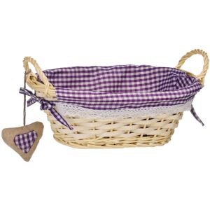 Orsina Purple Gingham Lining Oval Willow Basket Purple Orsina Purple Gingham Lining Oval Willow Basket Purple