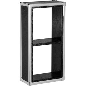 Orsina Crocodile Leather Effect Two-Tier Shelf Wall Cube, Wall Mounted Box Shelves, Storage Cube for Wall, Wall Cube in Black Black Orsina Crocodile Leather Effect Two-Tier Shelf Wall Cube, Wall Mounted Box Shelves, Storage Cube for Wall, Wall Cube in Black Black