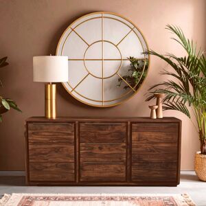 Orsina Two‑Door Three‑Drawer Sheesham & Acacia Sideboard, Solid Natural Wood Buffet Cabinet in Brown Brown Orsina Two‑Door Three‑Drawer Sheesham & Acacia Sideboard, Solid Natural Wood Buffet Cabinet in Brown Brown