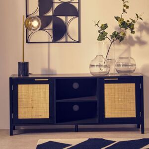 Orsina Contemporary Black Wood Media Unit, Durable MDF Constructed Modern TV Cabinet, Functional Media Unit Black Orsina Contemporary Black Wood Media Unit, Durable MDF Constructed Modern TV Cabinet, Functional Media Unit Black