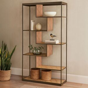 Orsina Brown Metal‑Frame Bookshelf, Dark Oak Veneer 5‑Shelf Ladder Unit, Industrial‑Style Bookcase for Living Room Brown Orsina Brown Metal‑Frame Bookshelf, Dark Oak Veneer 5‑Shelf Ladder Unit, Industrial‑Style Bookcase for Living Room Brown