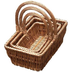 Red Hamper Wicker Set of 3 Rectangular Gift Shopping Baskets in Brown Brown Red Hamper Wicker Set of 3 Rectangular Gift Shopping Baskets in Brown Brown