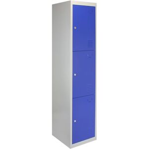 MonsterShop Metal Lockers - 3 Doors Steel Flatpack Storage - Blue - 45cm D MonsterShop Metal Lockers - 3 Doors Steel Flatpack Storage - Blue - 45cm D