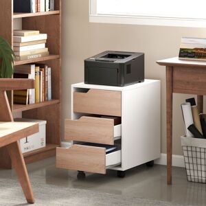 HOMCOM Mobile File Cabinet pedestal Storage with 3 Drawers Lockable Casters Under Desk in Light Brown Light Brown HOMCOM Mobile File Cabinet pedestal Storage with 3 Drawers Lockable Casters Under Desk in Light Brown Light Brown