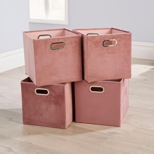 Home Source Cube Pack of Four Canvas Fabric 33x37cm Large Storage Insert Boxes in Dusty Pink Size: 33x37 cm Dusty Pink 33x37 cm Home Source Cube Pack of Four Canvas Fabric 33x37cm Large Storage Insert Boxes in Dusty Pink Size: 33x37 cm Dusty Pink 33x37 cm