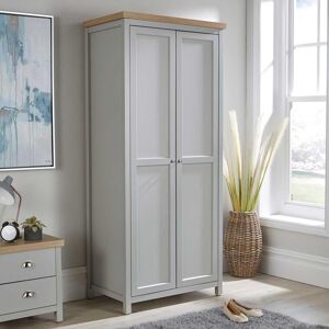 Home Source Wardrobe Grey Oak 2 Door Two Tone Wooden Hanging Rail Storage Shelves Grey Home Source Wardrobe Grey Oak 2 Door Two Tone Wooden Hanging Rail Storage Shelves Grey