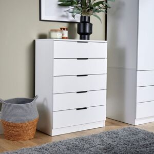 Home Source Chest of Drawers Storage 5 Drawer Bedroom Organiser Bedside Sideboard in White White Home Source Chest of Drawers Storage 5 Drawer Bedroom Organiser Bedside Sideboard in White White