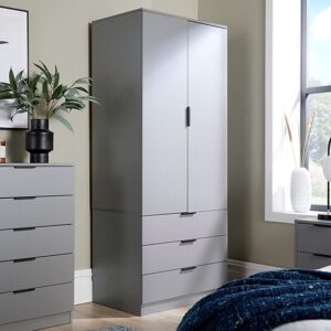 Home Source Wardrobe 2 Door 3 Drawer Bedroom Clothing Storage Inner Shelf in Grey Grey Home Source Wardrobe 2 Door 3 Drawer Bedroom Clothing Storage Inner Shelf in Grey Grey