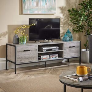 Home Source TV Unit Media Stand Storage Cabinet 2 Door Cupboard Shelf Storage in Light Grey Light Grey Home Source TV Unit Media Stand Storage Cabinet 2 Door Cupboard Shelf Storage in Light Grey Light Grey