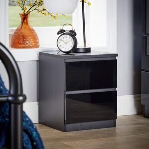 Home Source 2 Drawer Bedside Cabinet Nightstand Modern Storage Unit Bedroom in Black Black Home Source 2 Drawer Bedside Cabinet Nightstand Modern Storage Unit Bedroom in Black Black
