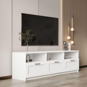 Home Source White TV Floor Stand 3 Drawer Modern Media Console Living Room Storage White Home Source White TV Floor Stand 3 Drawer Modern Media Console Living Room Storage White