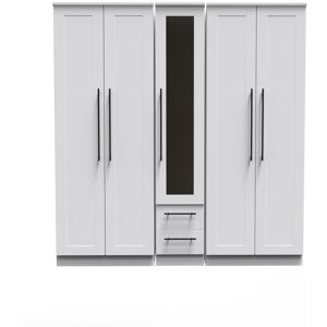 Ready Assembled 2 U Howard Tall 5 Door 2 Drawer 1 Mirror Wardrobe (Ready Assembled) in White White Ready Assembled 2 U Howard Tall 5 Door 2 Drawer 1 Mirror Wardrobe (Ready Assembled) in White White