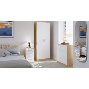 Swift Devon 3 Piece Bedroom Set (Wardrobe, Chest & Bedside) in White Matt & Bardolino Oak - Ready Assembled Multicolor Swift Devon 3 Piece Bedroom Set (Wardrobe, Chest & Bedside) in White Matt & Bardolino Oak - Ready Assembled Multicolor