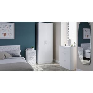 Swift Devon 3 Piece Bedroom Set (Wardrobe, Chest & Bedside) in White Matt - Ready Assembled White Swift Devon 3 Piece Bedroom Set (Wardrobe, Chest & Bedside) in White Matt - Ready Assembled White