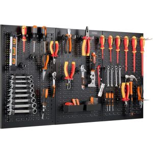 VonHaus Wall Mounted 44 Piece Metal Pegboard Set in Black Black VonHaus Wall Mounted 44 Piece Metal Pegboard Set in Black Black