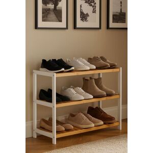 Neo 3 Tier Wooden Shoe Storage in Natural White Natural White Neo 3 Tier Wooden Shoe Storage in Natural White Natural White