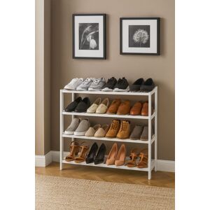 Neo 4 Tier Bamboo Wooden Shoe Storage in White White Neo 4 Tier Bamboo Wooden Shoe Storage in White White