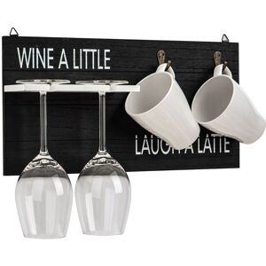Wicked Gizmos Wall Mounted Coffee Mug & Wine Glass Holder in Black Black Wicked Gizmos Wall Mounted Coffee Mug & Wine Glass Holder in Black Black