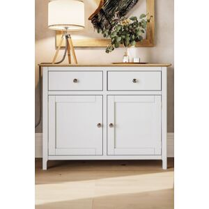 FWStyle 2 Door 2 Drawer Solid Oak Sideboard Ready Assembled Cream Linen Cream FWStyle 2 Door 2 Drawer Solid Oak Sideboard Ready Assembled Cream Linen Cream