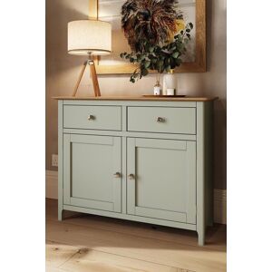 FWStyle Oak Veneer Sideboard Sage Green 2 Doors 2 Drawers Storage Cabinet Green FWStyle Oak Veneer Sideboard Sage Green 2 Doors 2 Drawers Storage Cabinet Green
