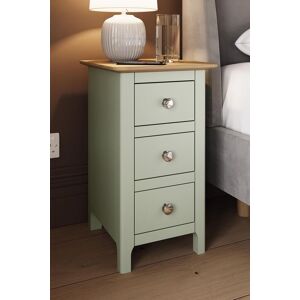 FWStyle Slim 3 Drawer Bedside Table Nightstand Oak Veneer Painted Finish Sage Green Green FWStyle Slim 3 Drawer Bedside Table Nightstand Oak Veneer Painted Finish Sage Green Green