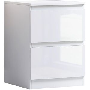 Fwstyle 2 Drawer Bedside White Gloss Handleless Design - Bedside Table Fwstyle 2 Drawer Bedside White Gloss Handleless Design - Bedside Table
