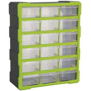 Loops Green 375x165x470mm 18 Drawer Parts Cabinet - Wall/Standing Loops Green 375x165x470mm 18 Drawer Parts Cabinet - Wall/Standing