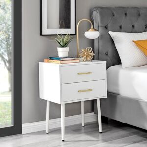 FurnitureboxUK Taylor Painted Wooden Bedside Table With 2 Drawers & Gold Handles in White White FurnitureboxUK Taylor Painted Wooden Bedside Table With 2 Drawers & Gold Handles in White White