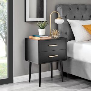 FurnitureboxUK Taylor Painted Wooden Bedside Table With 2 Drawers & Gold Handles in Black Black FurnitureboxUK Taylor Painted Wooden Bedside Table With 2 Drawers & Gold Handles in Black Black