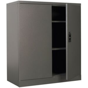 Loops Floor Standing Steel Cabinet - 915 x 460 x 1060mm - Two Door - Two Shelves in Metallics Metallics Loops Floor Standing Steel Cabinet - 915 x 460 x 1060mm - Two Door - Two Shelves in Metallics Metallics