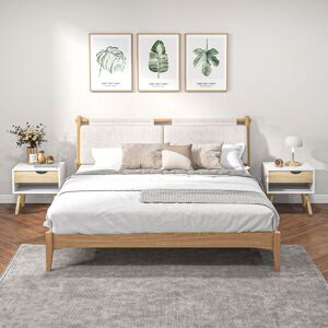 HOMCOM Bedside Table with Drawer & Shelf Nightstand Storage Chest in Brown Brown HOMCOM Bedside Table with Drawer & Shelf Nightstand Storage Chest in Brown Brown